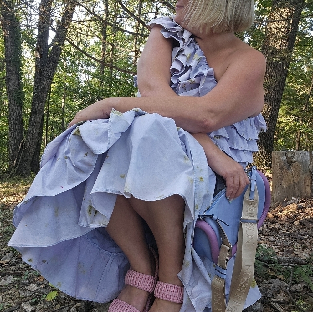Remixed Ulla Johnson Tiered One Shoulder Cotton Ruffle Gown Size 16 - Picture 8 of 8